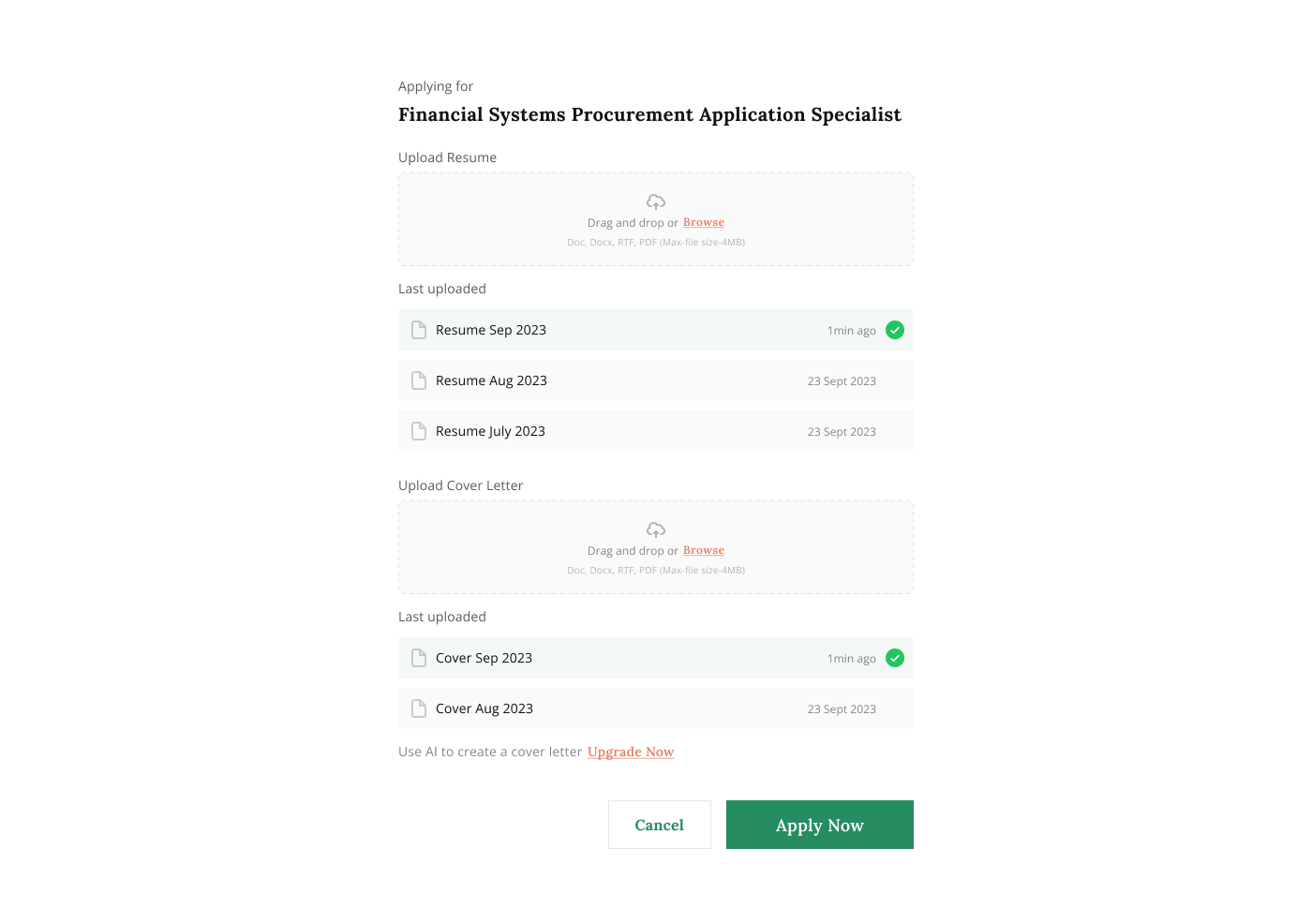 Discovgov Easy Apply modal screenshot