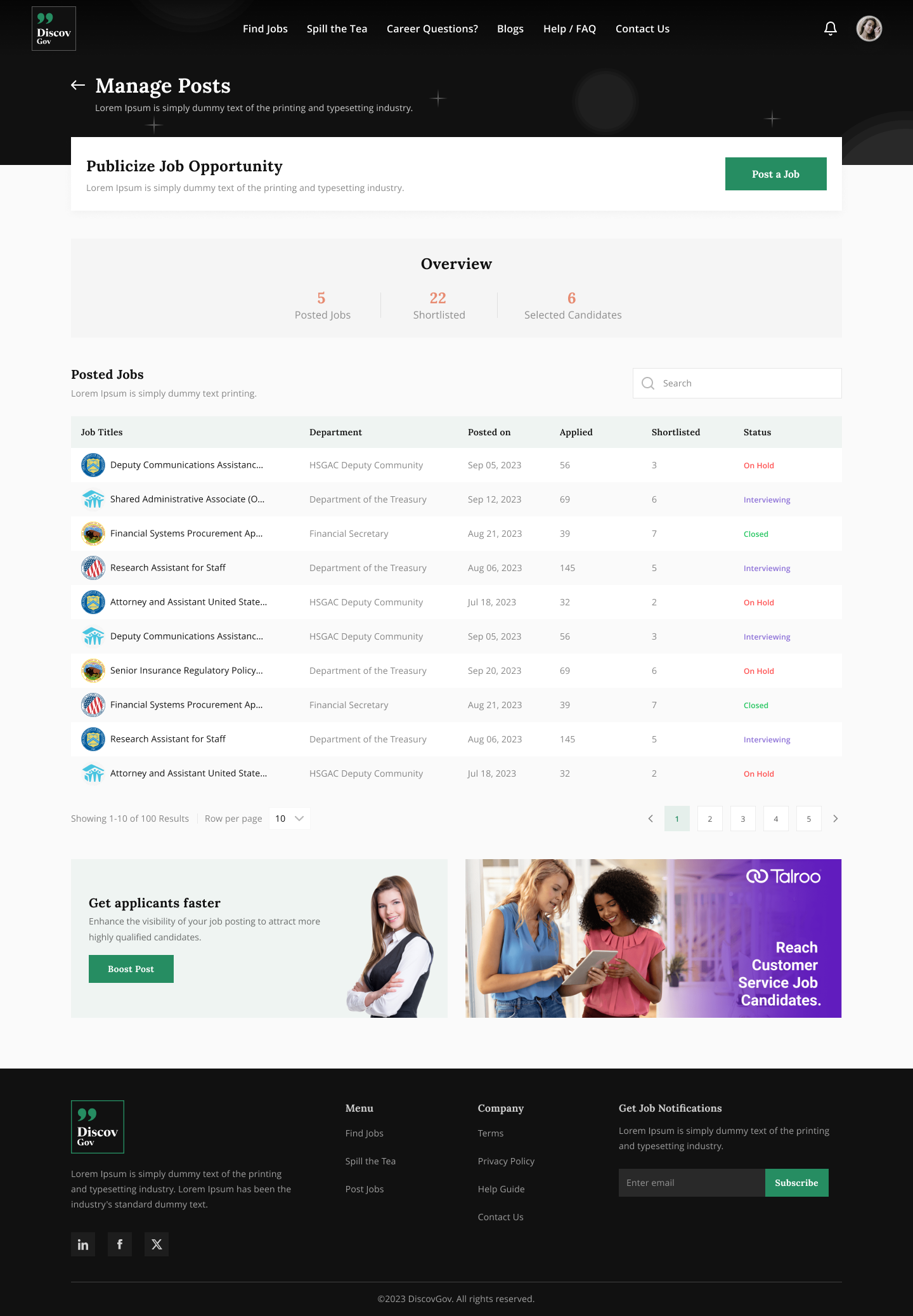 Discovgov poster dashboard screenshot