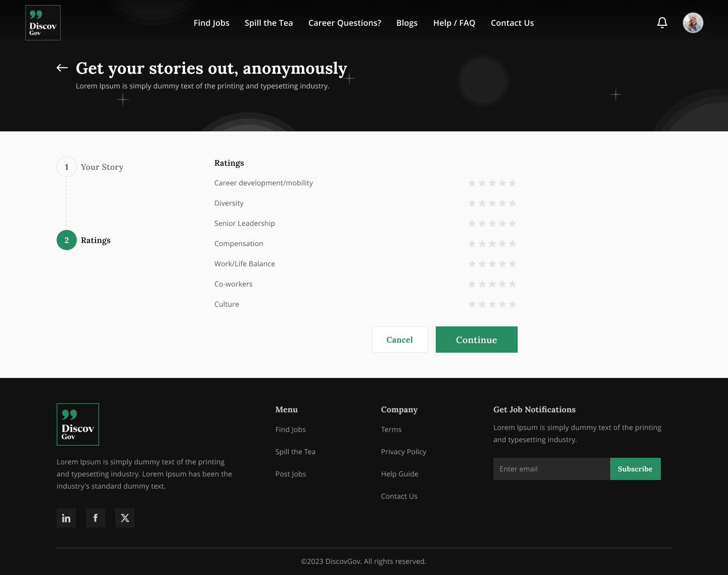 Ratings feature screenshot