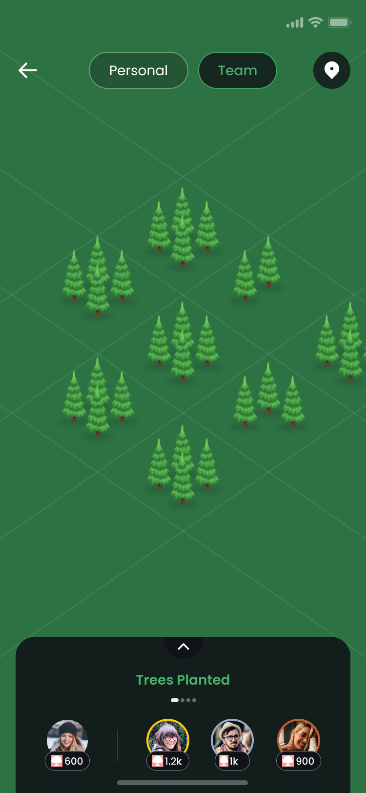 plantd team virtual forest view with trees planted