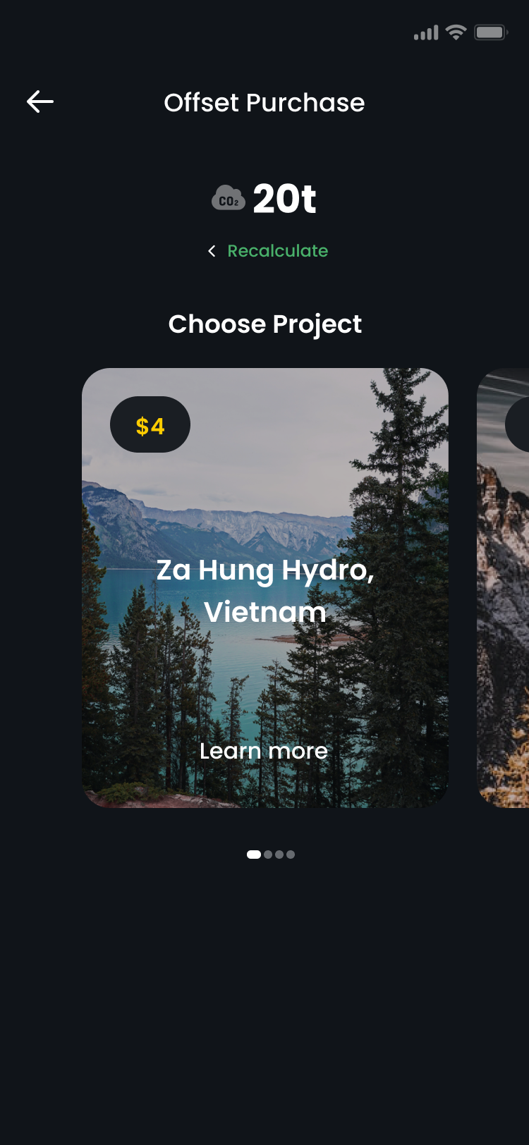 Step 3: choose an offset project screen